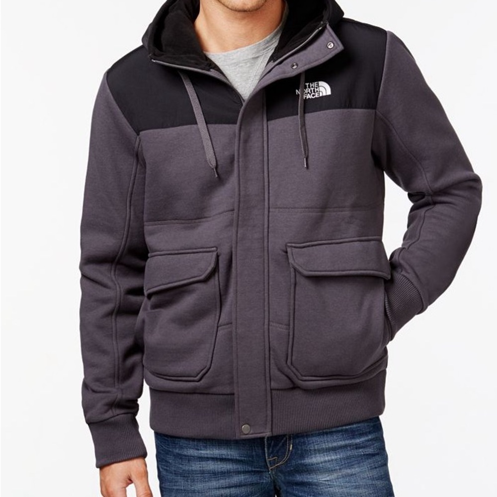 The North Face Men's Black and Gray Hooded Rivington II Jacket EUC